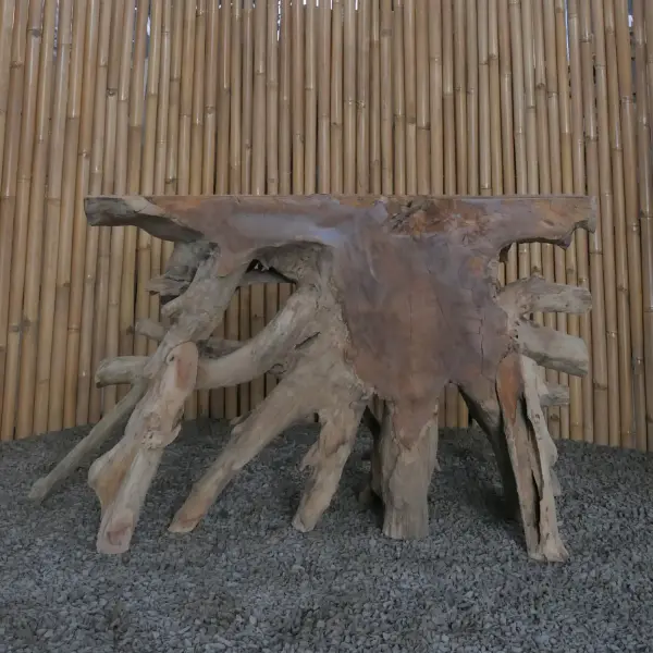 Product image 7 of the product “Console, made from unique teak root- Approx. 120cm Length and 80cm Height. The shape may vary. ”